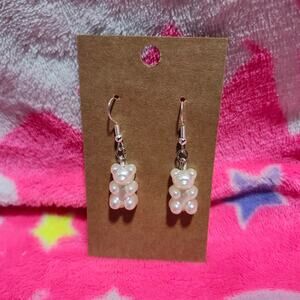 Pearl Gummy Bear Silver Drop/Dangle Earrings